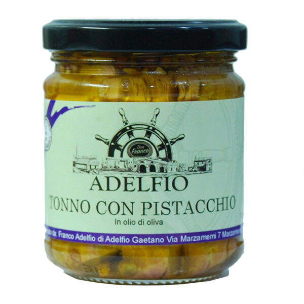 Tonno con Pistacchio in olio d'oliva vaso 200 gr