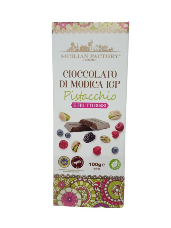 Cioccolato di Modica IGP Pistacchio e Frutti rossi