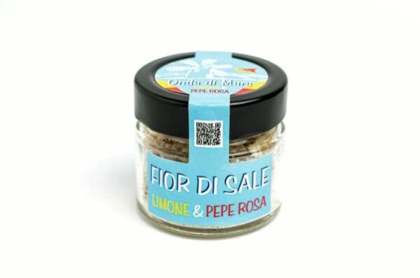 Fior di Sale al Limone e pepe rosa 120 gr.