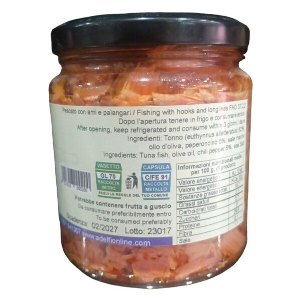 Scaglie di tonno sott'olio con Peperoncino 300 gr - immagine 2